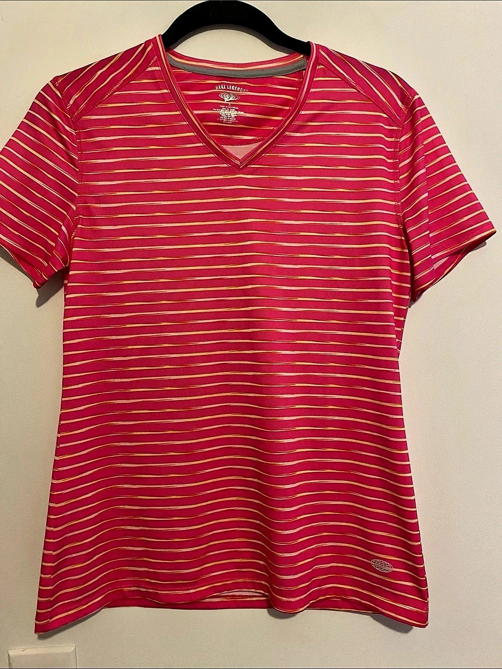 Reel Legends Striped Short Sleeve Top in Pink Size Small